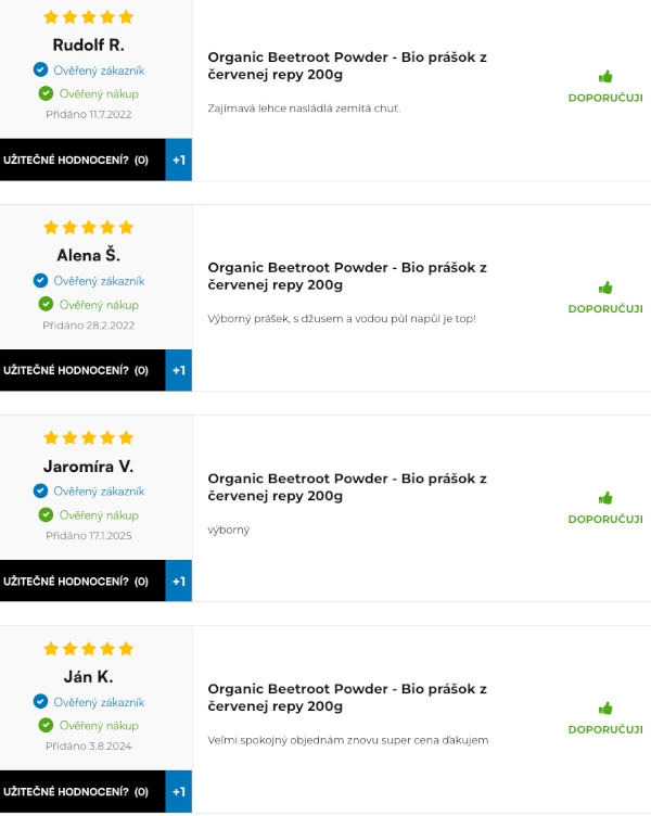 Organic Beetroot Powder - Bio prášek z červené řepy zkušenosti recenze